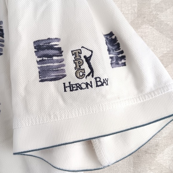 Greg Norman Collection Mens XXL White Blue Print Polo Shirt Honda Classic - Picture 10 of 12